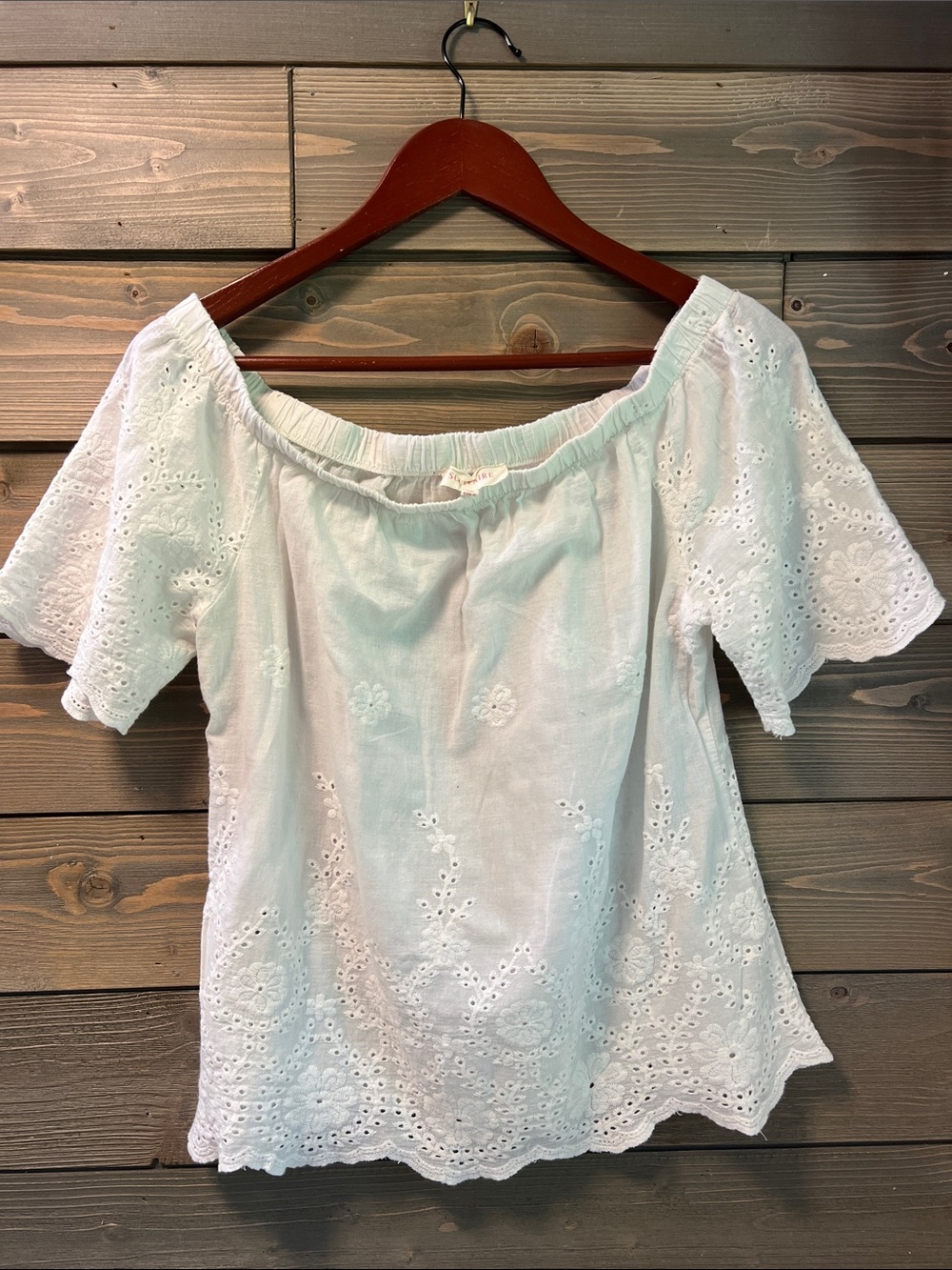 White Eyelet Off-Shoulder Women's Top